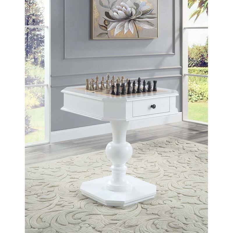 2 Drawers Wooden Game Table with Reversible Game Tray in Black