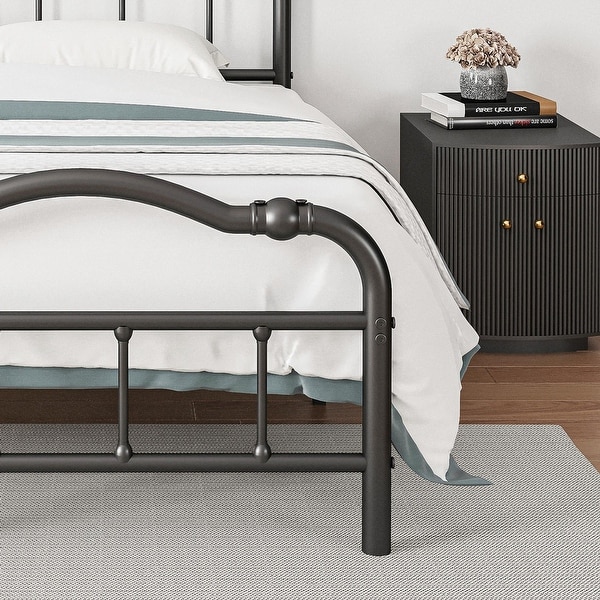 14 In High Heavy Duty Metal Bed Frame with Vintage Style 14 In High Heavy Duty Metal Bed Frame with Vintage Style