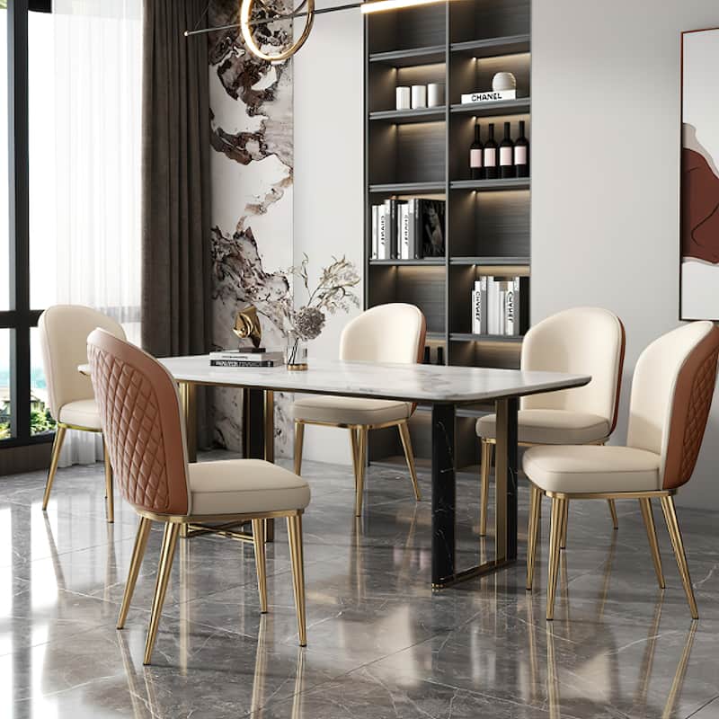 Modern Stainless Steel Leg Back Dining Chairs (Set of 2)