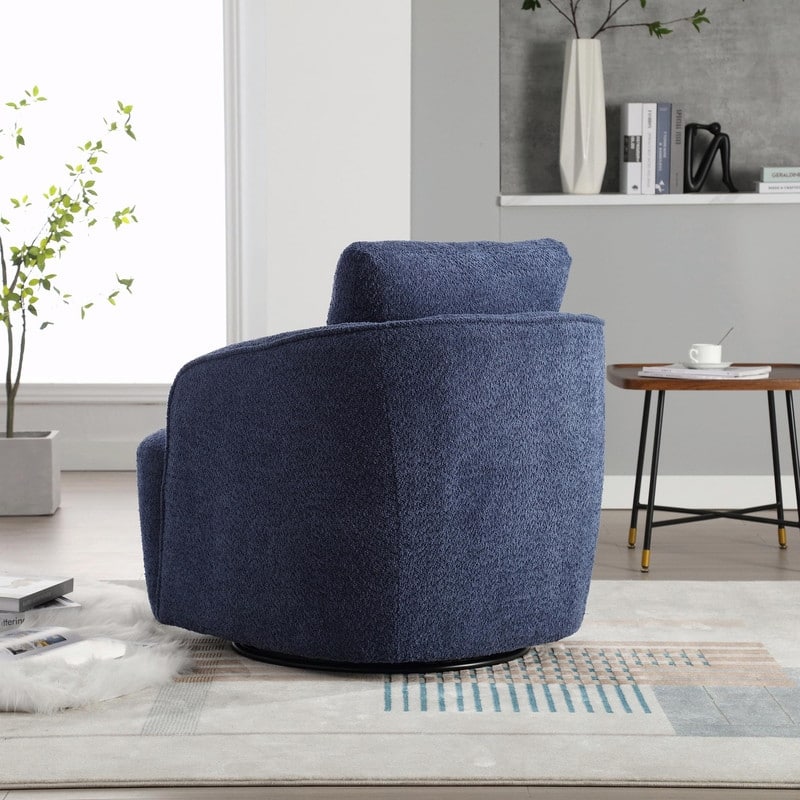 30.3" Bouclé Upholstered Swivel Accent Chair, 360° Round Barrel Club Chair Lounge Armchair