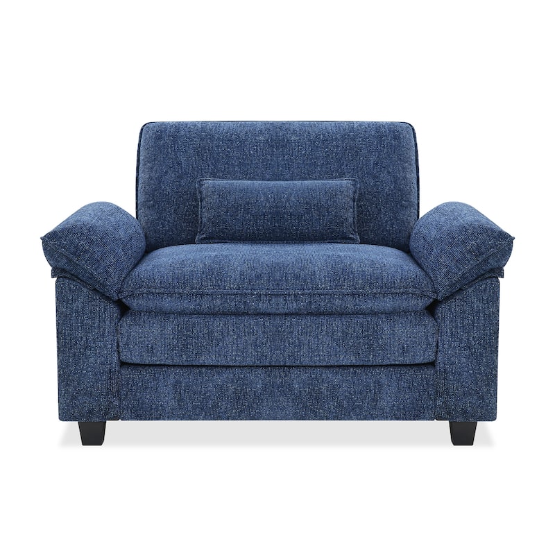 Living Room Upholstered Accent Chair,Modern Reading Chair With Arms Pillows - 52"W X 54.6"D X 34.6"H