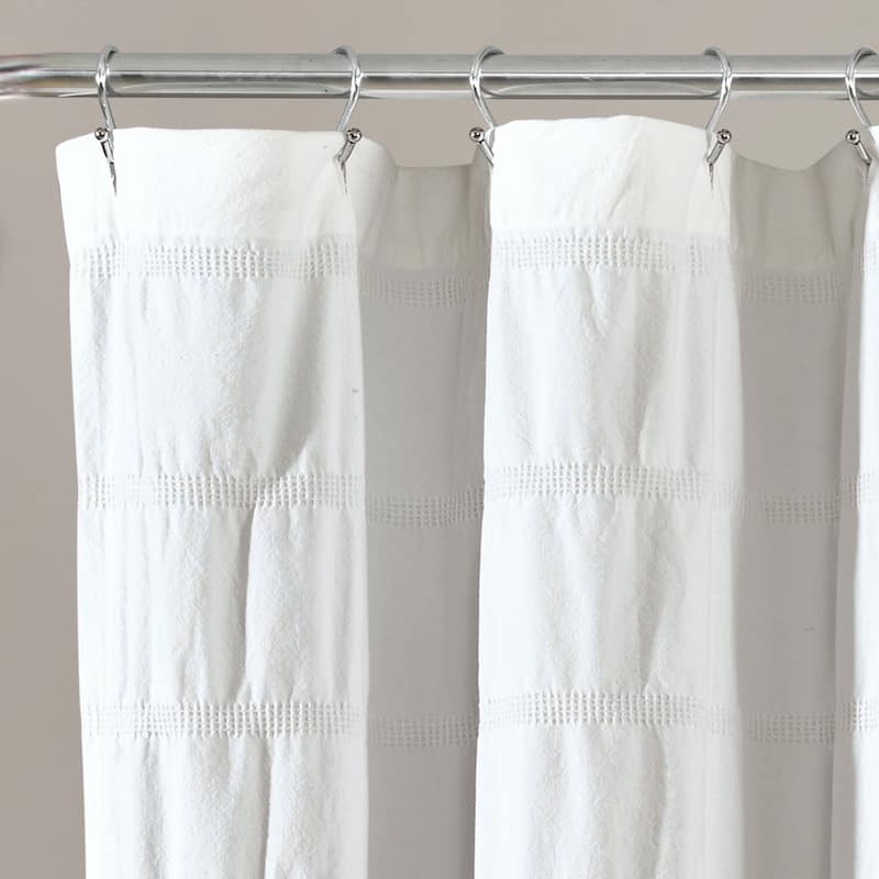 Lush Decor Waffle Stripe Woven Cotton Shower Curtain