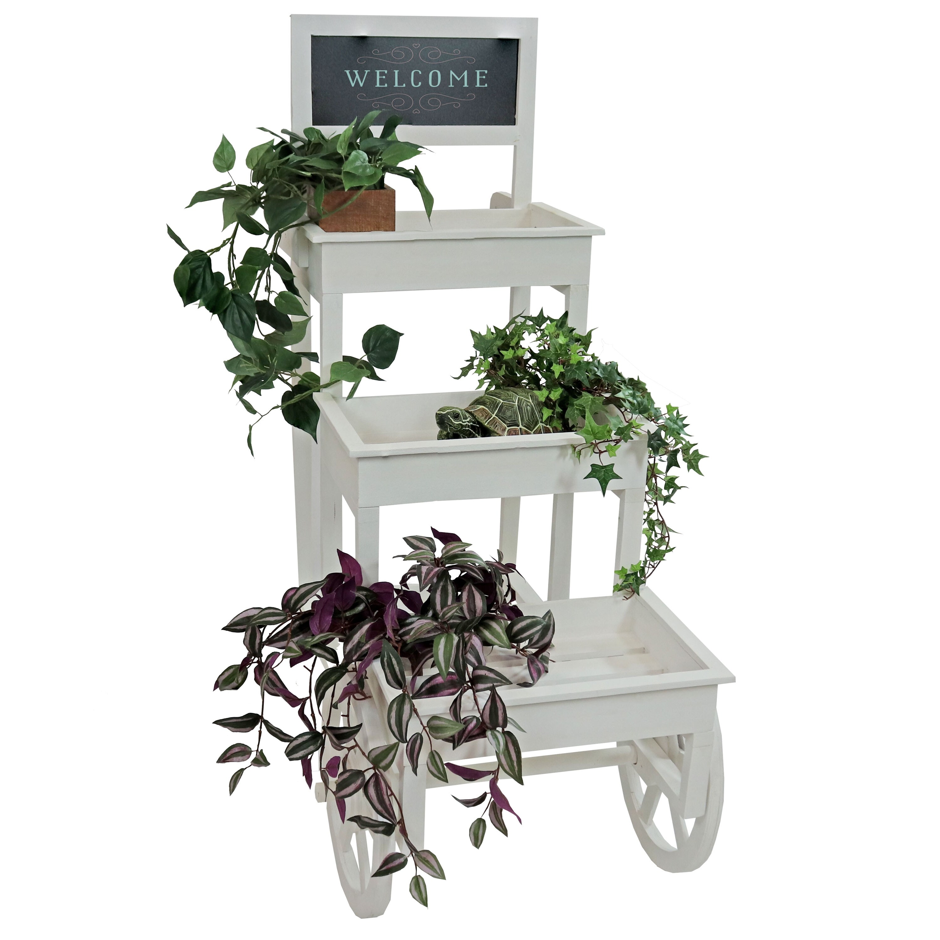 3-Tiered Wheeled Planter with Chalkboard - White - Bed Bath