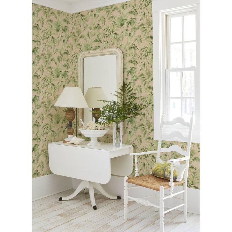 Chesapeake Manaus Peach Palm Frond Wallpaper