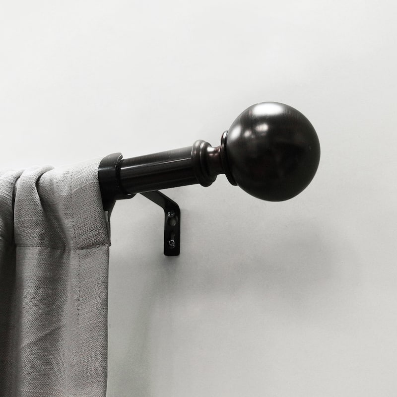 Lumi 1" Single Curtain Rod Set Oil Rubbed Bronze- Ball finials
