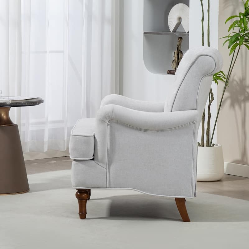 Accent Chair With Comfy Chenille Club Fabric