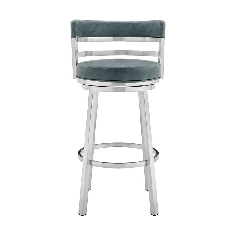 Madrid Modern Swivel Bar Stool, Upholstered Counter Height Chair with Metal Frame
