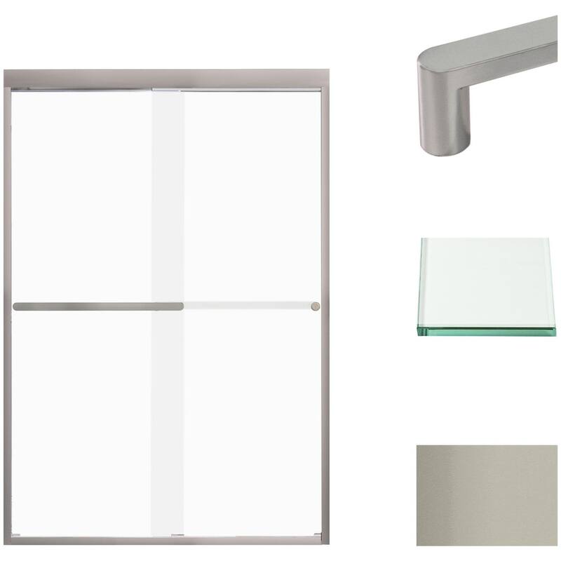 Transolid FBPT487008F-R 70" High x 47" Wide Bypass Frameless Shower - Brushed Stainless