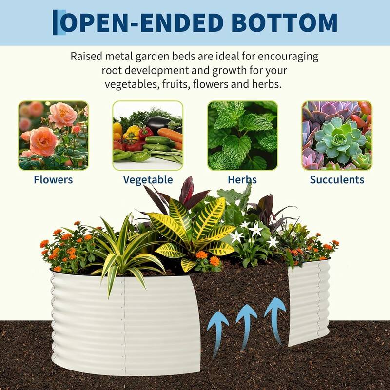 8x4x2 FT Galvanized Steel Raised Garden Bed, Planter for Vegetables, Flowers with Anti-Cut Strips - N/A