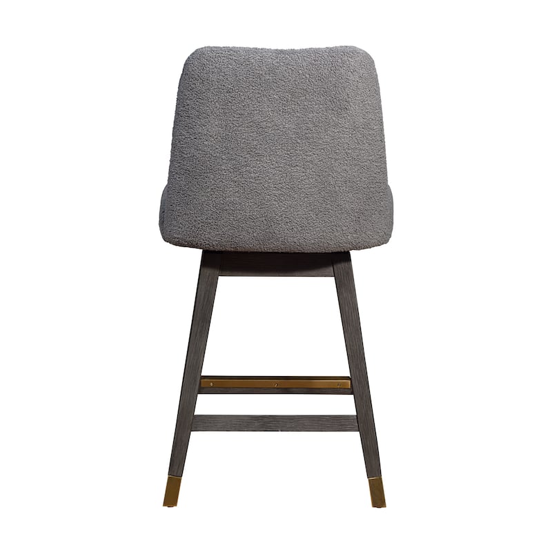 HomeRoots 26" Gray Solid Wood Swivel Bar Chair
