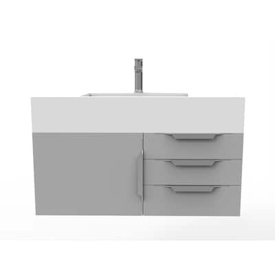 Nile 36-Inch Wall Mounted Bathroom Vanity Set w/ White Top