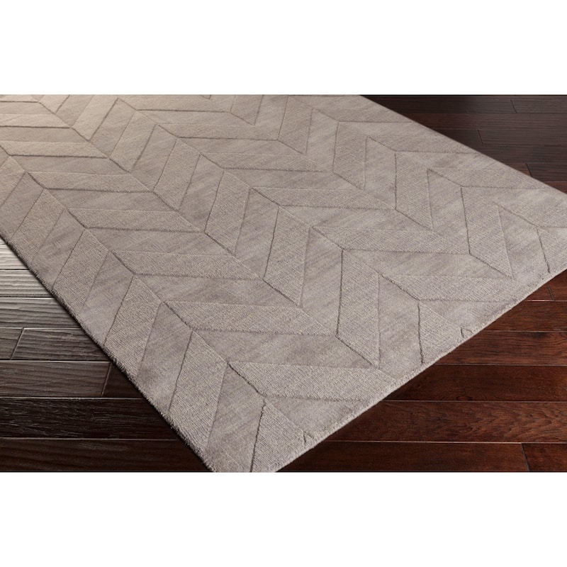 Hand-Woven Ann Tone-on-Tone Zig-Zag Wool Area Rug
