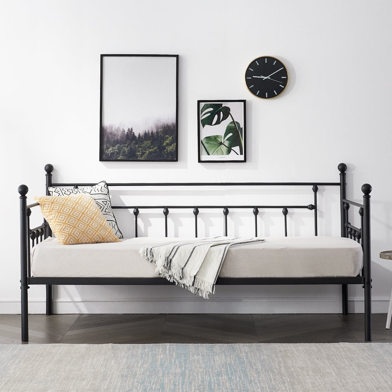 Black metal twin bed cheap with trundle