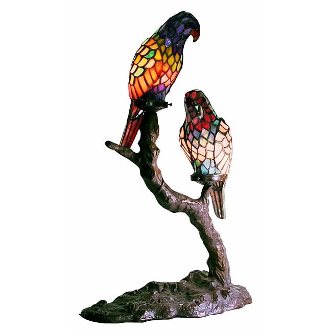 Warehouse of Tiffany Tiffany-style Exotic Birds Accent Lamp