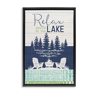 Stupell Relax at Lake Rustic View Framed Floater Canvas Wall Art Design ...