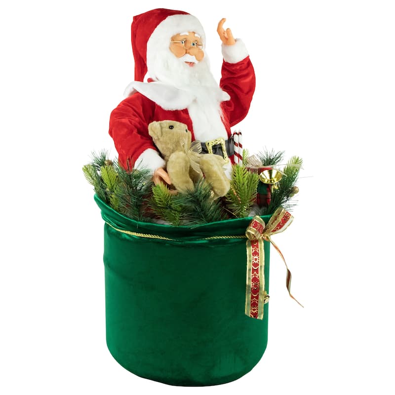LED Lighted and Animated Gift Bag with Santa Claus Christmas Figure - 32"