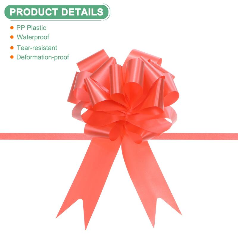 10pcs Large Pull Bow 10 Inch Flower Bows for Wedding Baskets - Red