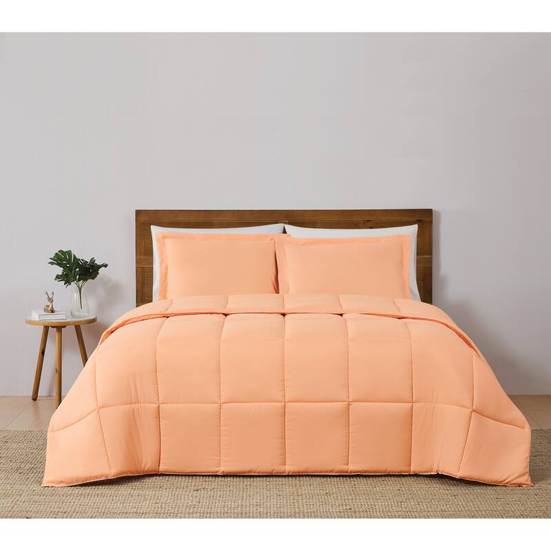 Truly Soft Everyday Reversible Down Alternative 3-Piece Comforter Set - Peach - 2 Piece - Twin - Twin XL