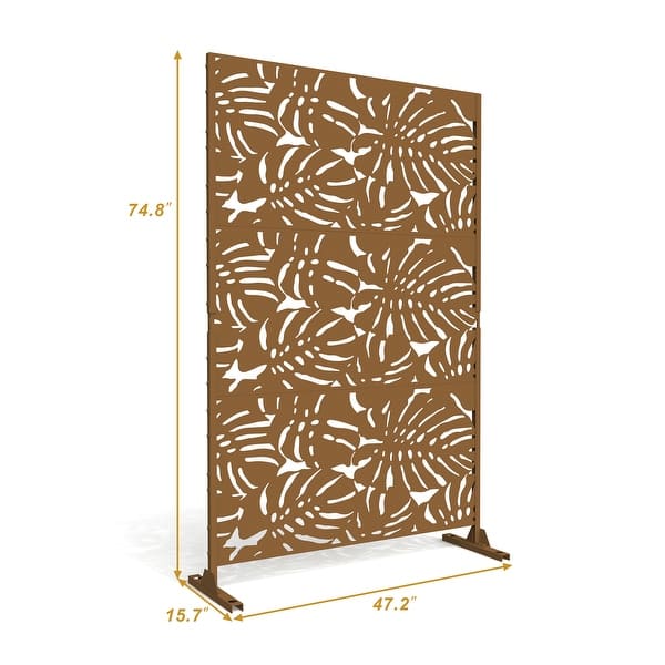 dimension image slide 0 of 14, Outdoor Privacy Screen with Stand for Patio Garden Metal Fence