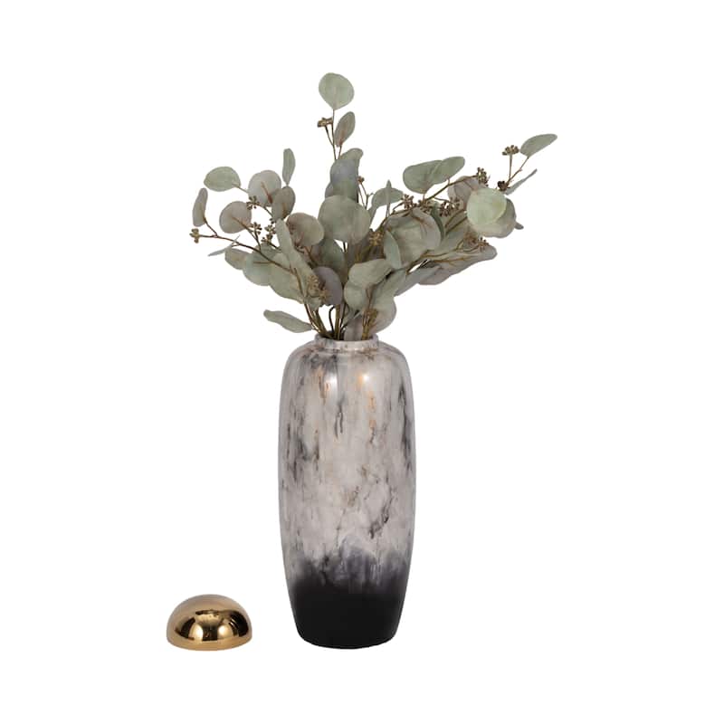 Sagebrook Home Neutral Ceramic Jar Stoneware Vase with Lid