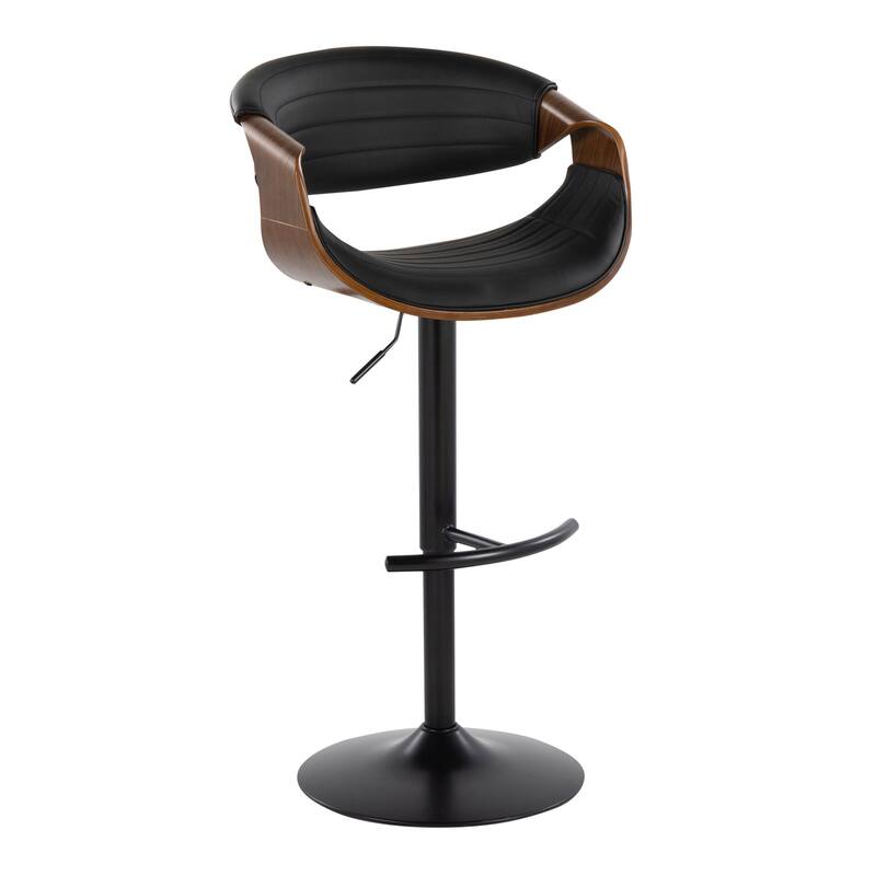Carson Carrington Kanteborg Adjustable Bar Stool with Rounded T Footrest (Set of 2) - Black PU/Walnut/Black Metal