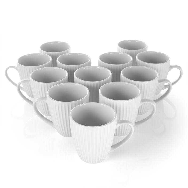 Elama Elle 12 Piece Round Porcelain Mug Set in White