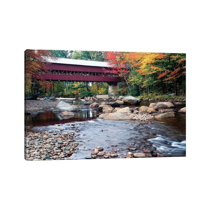 iCanvas "Covered Bridge over the Saco River, Conway, New Hampshire" by George Oze Canvas Print