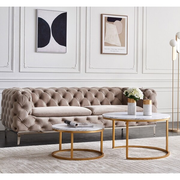 Industrial Nesting-Tables Living Room Coffee Table Sets of 2, Wood & Metal Legs, Overlapping Ending Tables. Opens flyout.