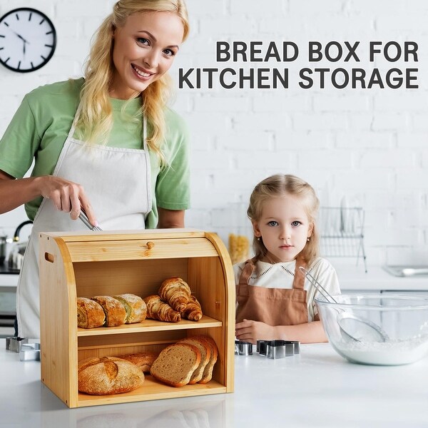 2 Tier Bamboo Bread Box - 16