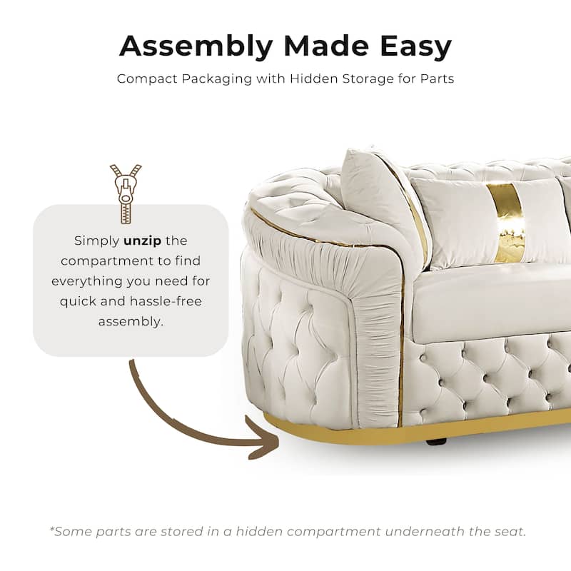 Furniture of America Urgoto Glam Beige Polyester Fabric Button Tufted Loveseat