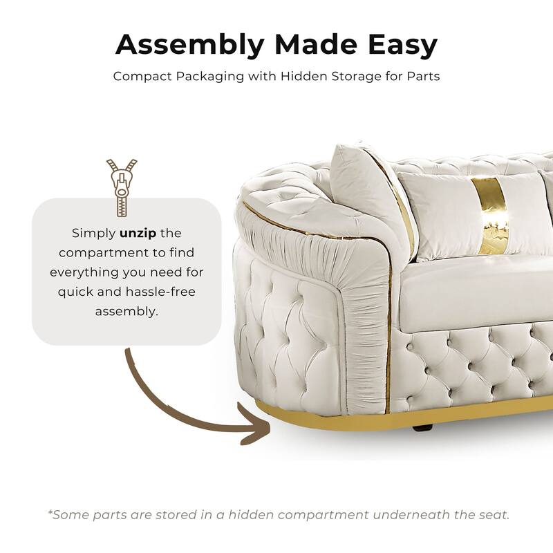 Furniture of America Urgoto Glam Beige Polyester Fabric Button Tufted Sofa