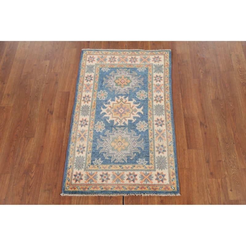 Blue Kazak Oriental Accent Rug Handmade Traditional Wool Carpet - 2'1"x 2'10"