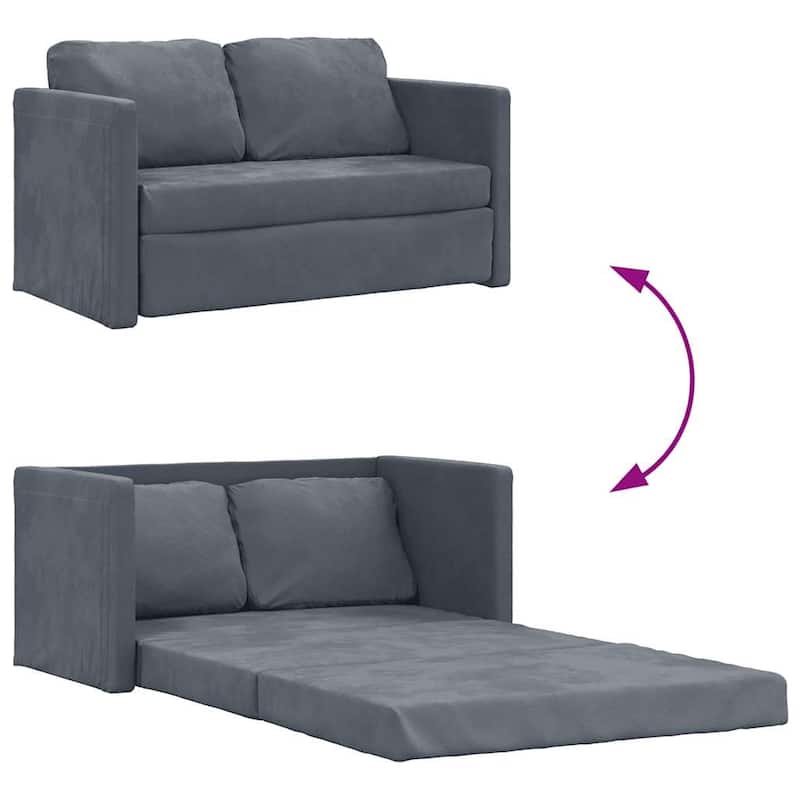 vidaXL Floor Sofa Bed Dark Grey Velvet Compact - 48.0 x 48.0 x 21.7