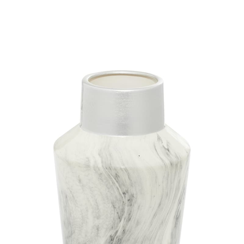 Ceramic Faux Marble Decorative Vase - Gray - Roche River Decor
