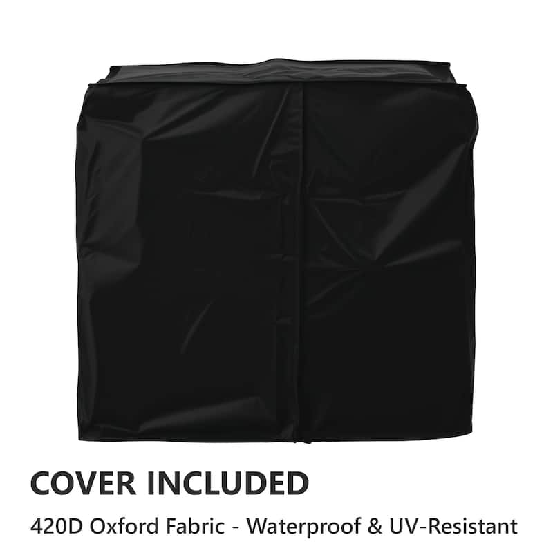 39.5" Outdoor Grill Cart & Pizza Oven Table with Stainless Steel Top, Storage Cabinet, and Waterproof Cover