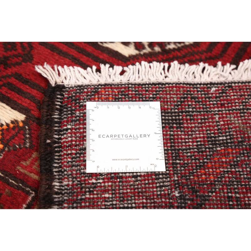 ECARPETGALLERY Hand-knotted Baluch Red Wool Rug - 3'2 x 6'1