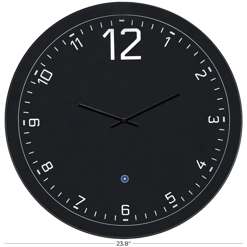 Glass LED Decorative Wall Clock with Black Frame - Multi Colored - Roche River Decor - 1"W x 24"L x 24"H
