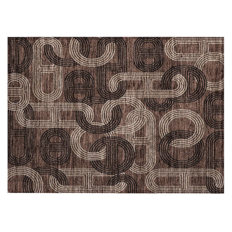 Machine Washable Indoor/ Outdoor Contemporary Geo Chantille Rug