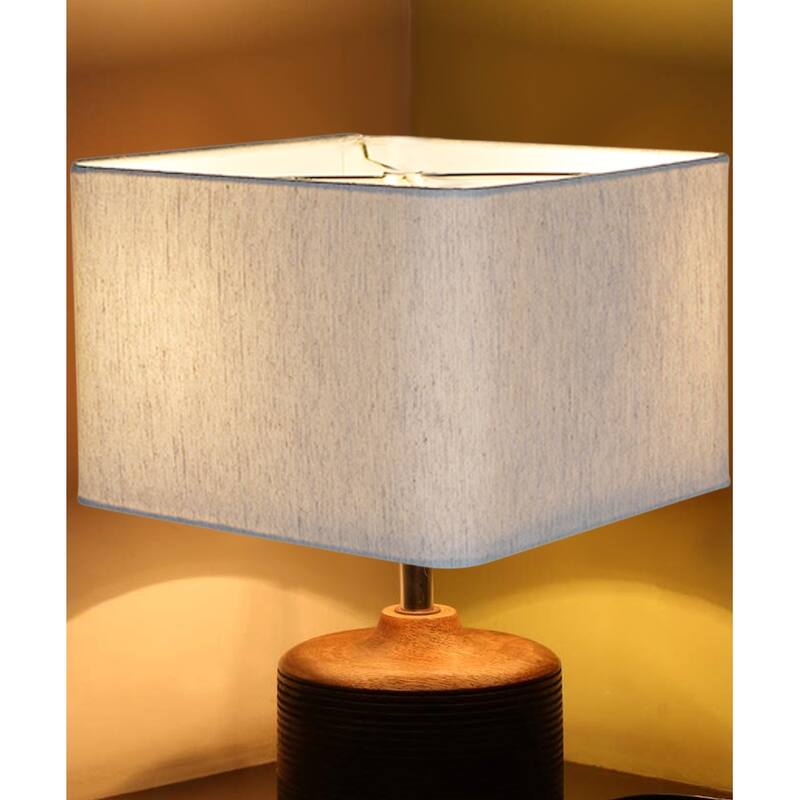 14x14x9 Rounded Corner Premiere Hardback Shallow Square Drum Lampshade Textured Oatmeal - 14"W