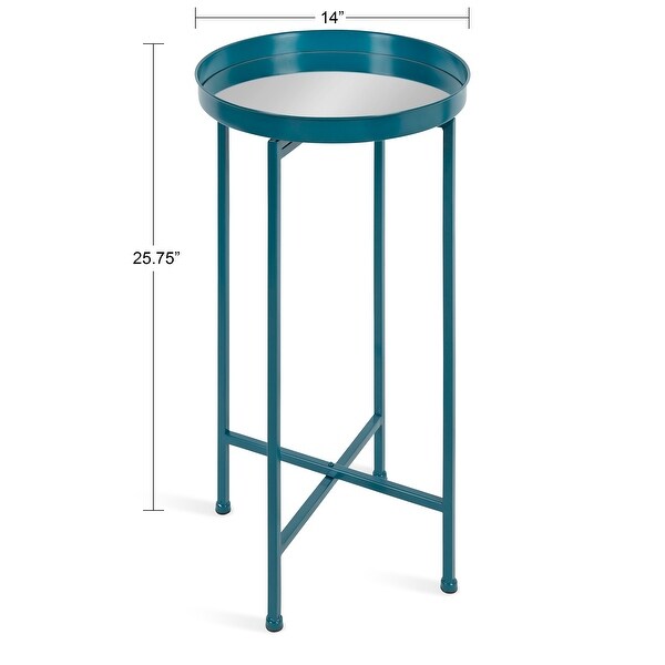 Kate and Laurel Celia Round Metal Foldable Tray Accent Table