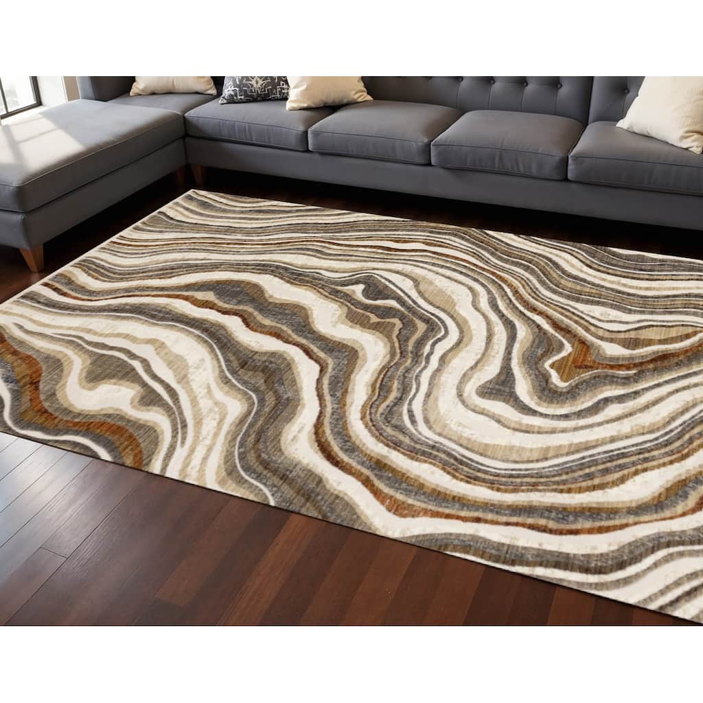 HomeRoots Abstract Modern Rectangle Area Rug - 7' X 10'