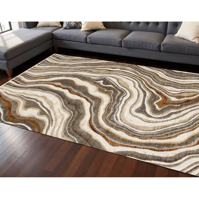 HomeRoots Abstract Modern Rectangle Area Rug - 7' X 10' - 7' X 10'