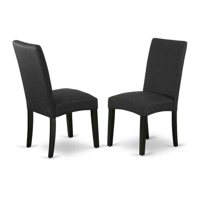 HomeStock 5-Piece Rectangle Black Finish Solid Wood Top Dining Table with 4 Parson Chair with Butterfly Leaf Lattice Back