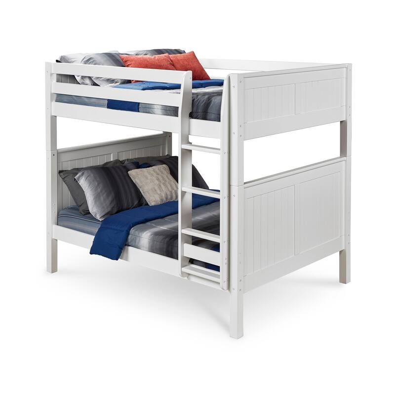 Full Over Full Bunk Bed - Grey Finish - Solid Wood - Mastery Headboard