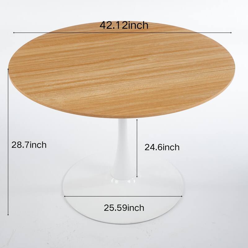 42.1" Tulip Dining Table With Round Table Top and Pedestal for 4-6 People