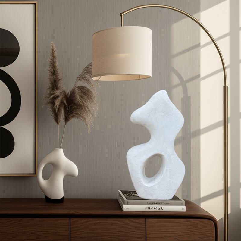 Pottery Abstract Sculpture with Curved Silhouette and Artistic Design