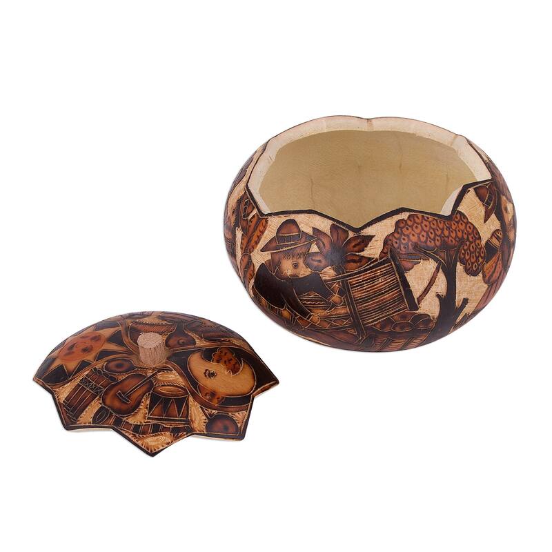 Novica Handmade Honoring Tradition Gourd Decorative Box