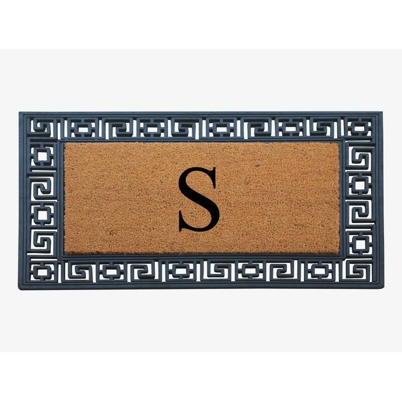 A1HC First Impression Carson Rubber and Coir 24" X 36", Heavy Duty, Easy to Clean Outdoor Monogrammed Doormat - Monogrammed S