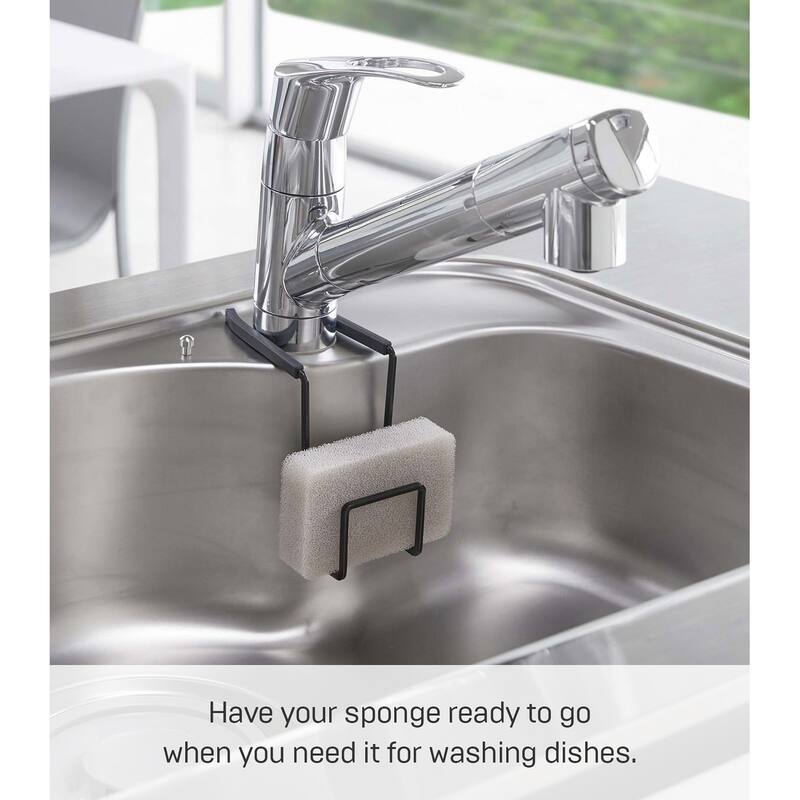 Yamazaki Home Faucet-Hanging Sponge Holder - Two Sizes, Steel, Single - L 5.71 x W 2.36 x H 4.92 inches