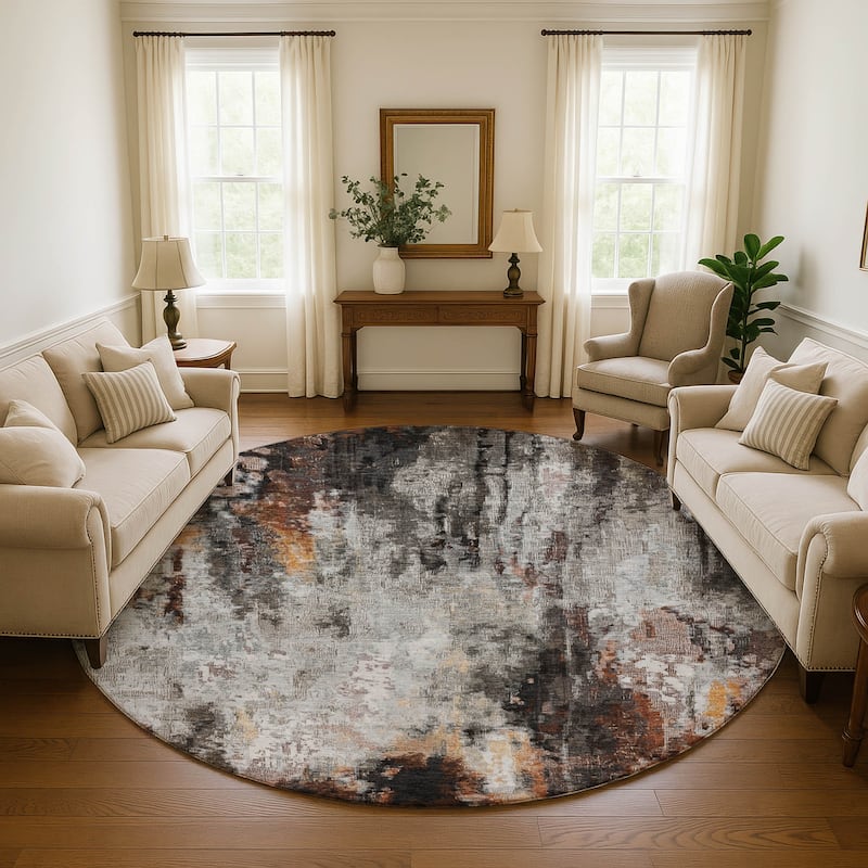 Premium Washable Super Soft Abstract Modern Mayfield Rug - Gray - 8' x 8'